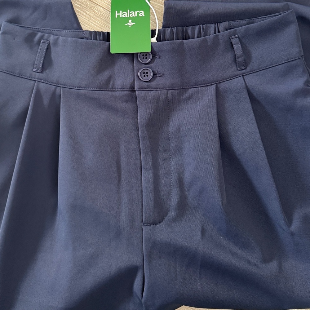 Wide Leg Navy Trousers - Classic High-Waist Pants - Picture 5 of 12